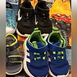 Black Nike and Blue Adidas Toddler sneakers